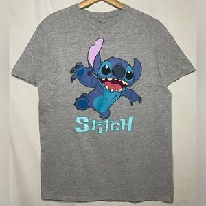 Disney Stitch Gray T-Shirt with Logo Size Medium